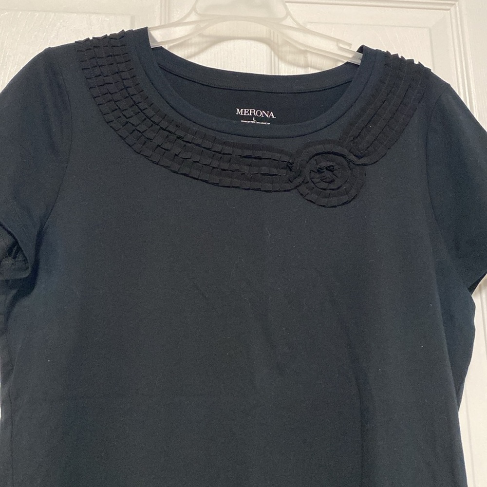 Black Merona Tee with detailing - Size Large - NEW WITHOUT TAGS! shirt top tops